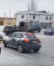Icy road in Baku
