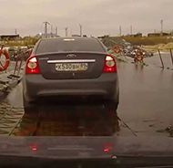 Nadym River pontoon bridge