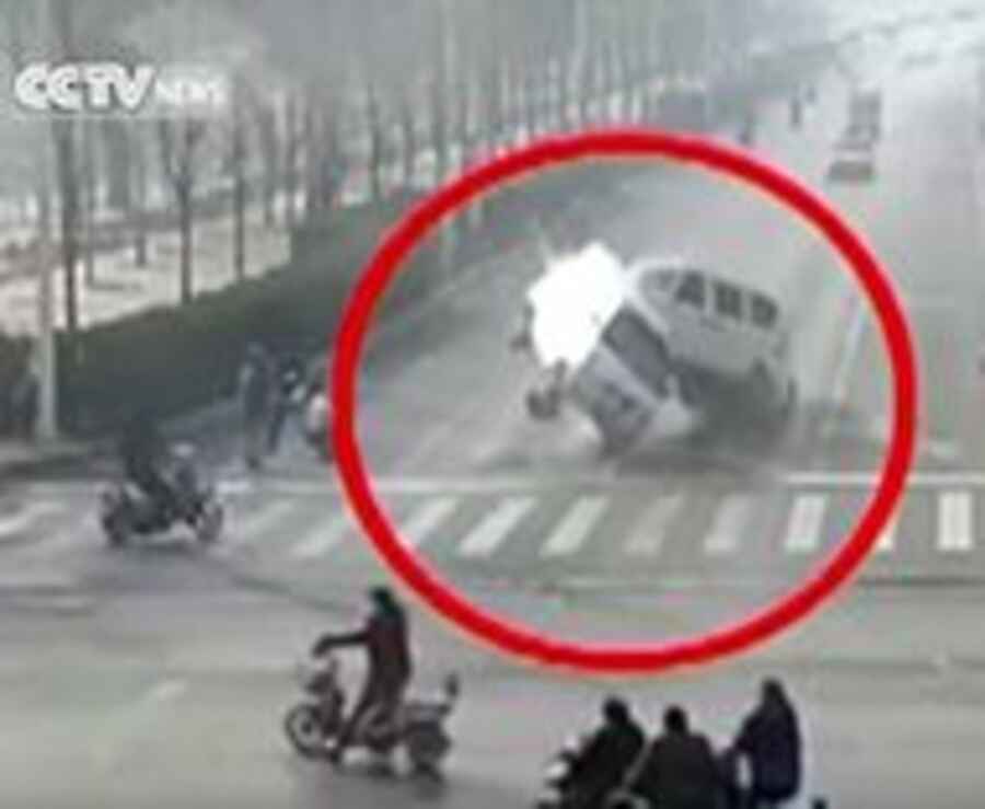 Cars floating off the ground in China 