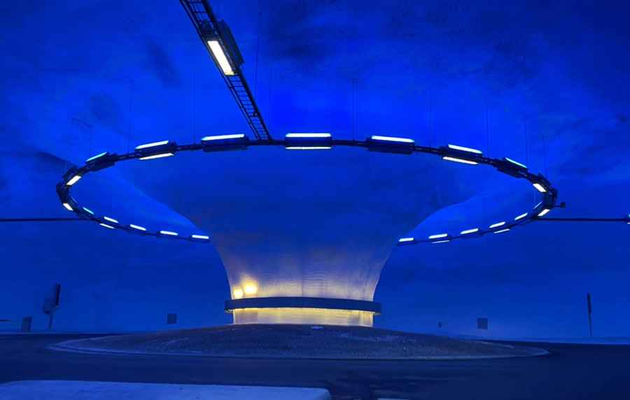 Roundabout in a tunnel