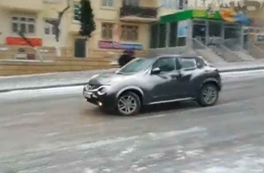 Icy road in Baku